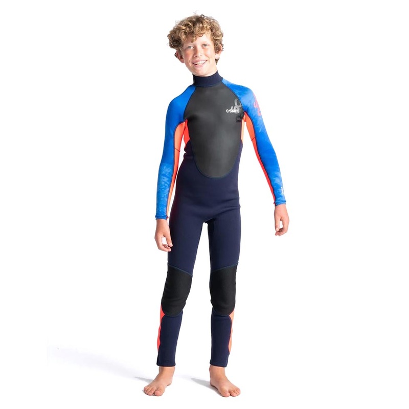 C-Skins Junior Element 3/2mm Back Zip Wetsuit – Slate Navy/Red/Blue
