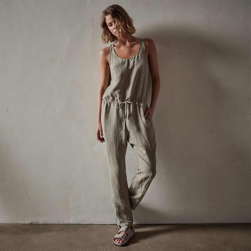 Sleeveless Linen Blend Jumpsuit – Silt Pigment
