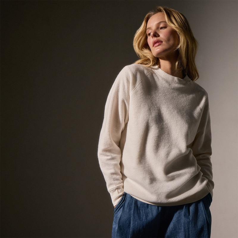 Brushed Thermal Knit Mock Neck – Oyster