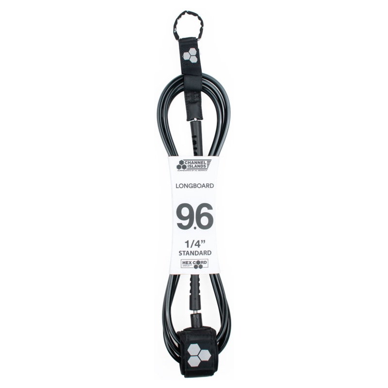 Channel Islands Standard Hex Cord Leash-Black-9’6″ x 1/4″