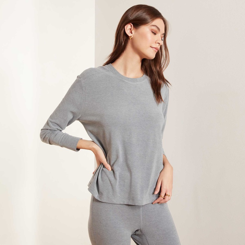 Drop Shoulder Lounge Top – Heather Grey