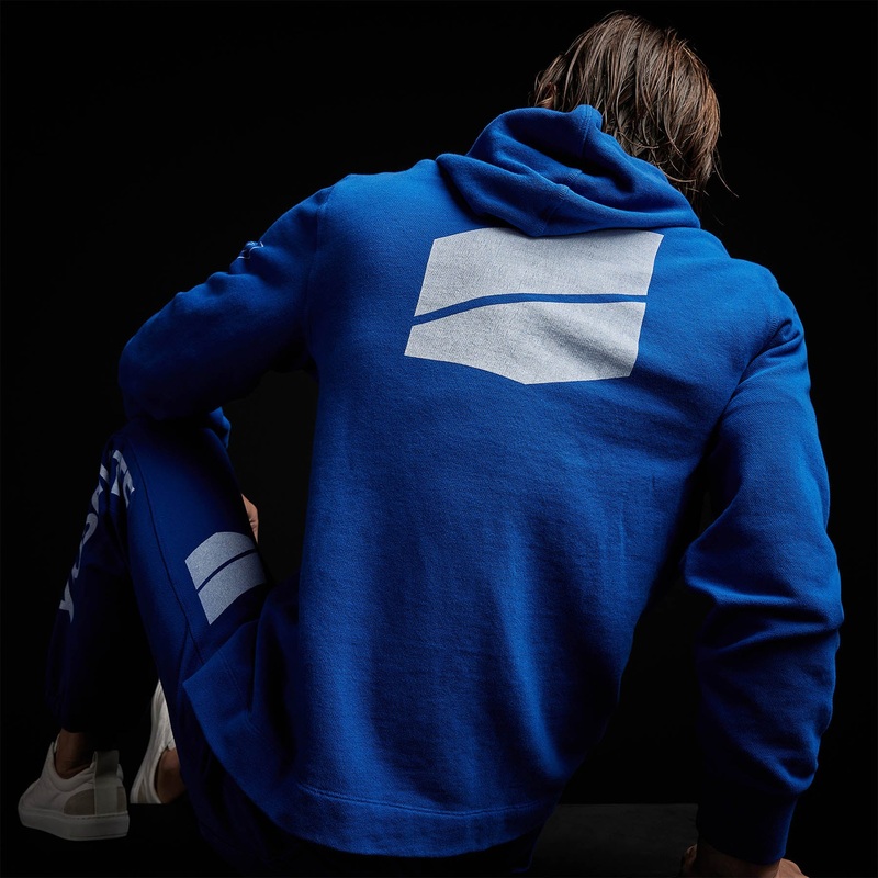 French Terry Pullover Hoodie – Royal Blue/White