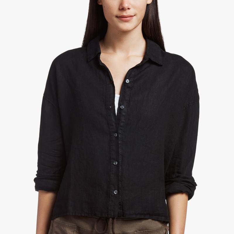 Canvas Linen Boxy Shirt – Black
