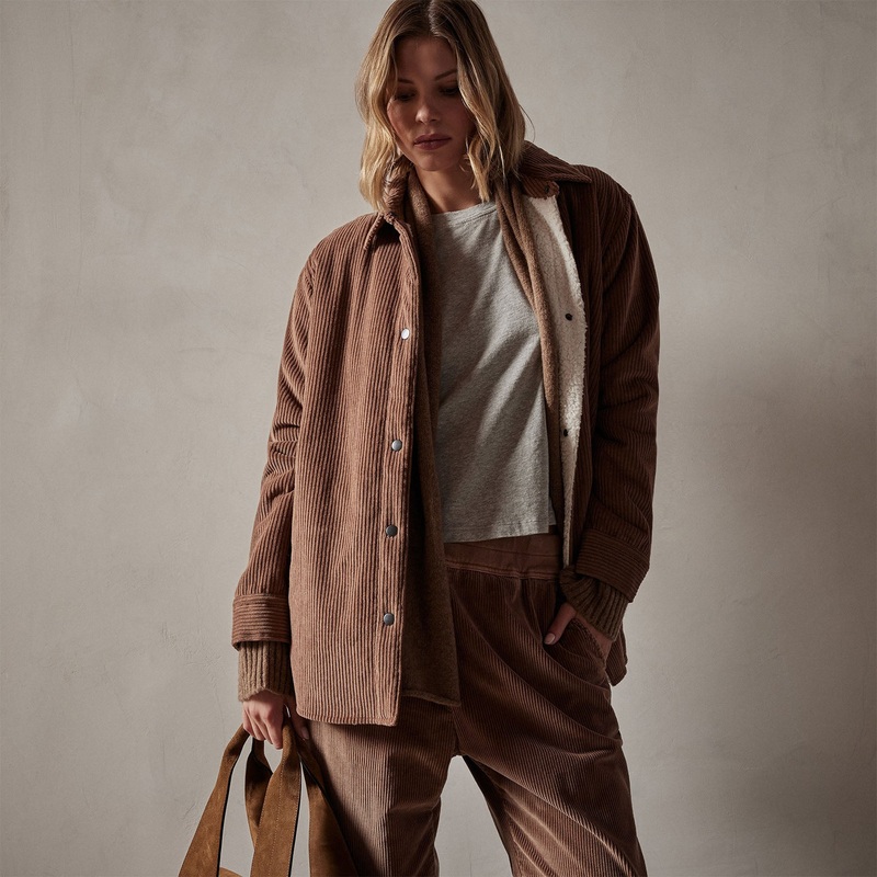 Sherpa Lined Oversized Corduroy Jacket – Chestnut