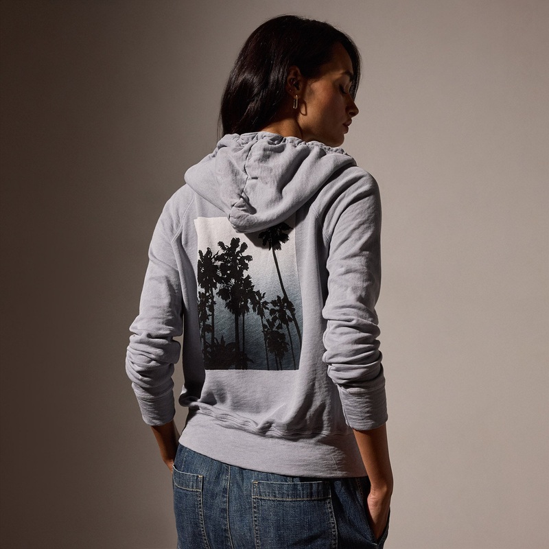 Ombr Palms Full Zip Graphic Hoodie – Breeze Pigment/Grey