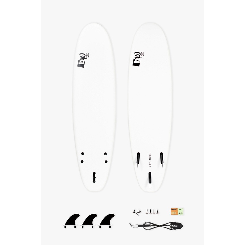 BW SOFT 7’0″ BEGINNER PACK | Softboard + Leash + Fins + Wax