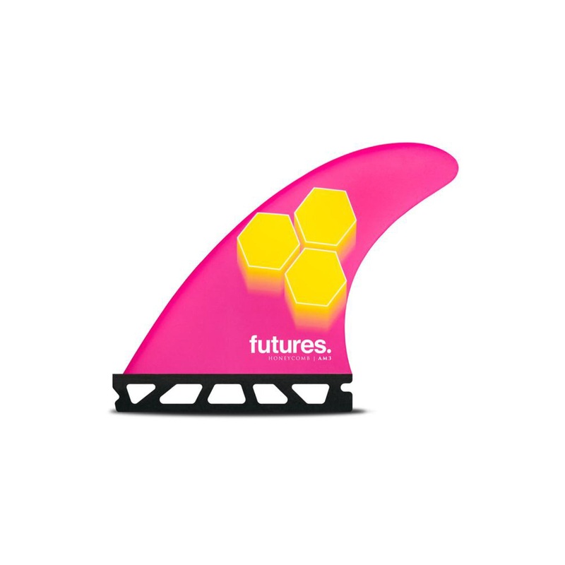 Futures Fins AM3 Honeycomb Small Thruster Fin Set – Pink/Yellow