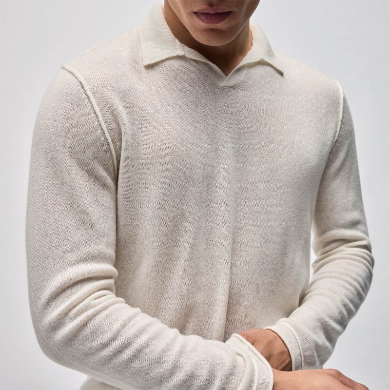 Soft Featherweight Cashmere Polo – Oyster