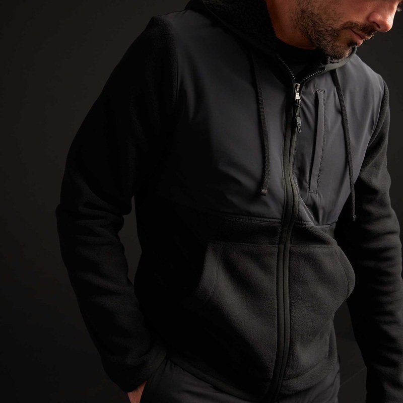 Technical Polar Fleece Zip Up Hoodie – Black