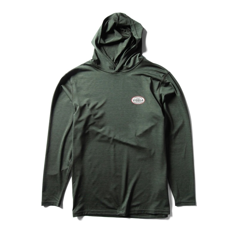 VISSLA TWISTED ECO HOODED LS LYCRA UV TEE – MILITARY HEATHER