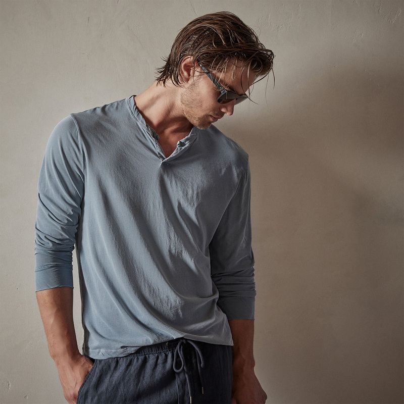 High Gauge Jersey Henley – Bluestone Pigment