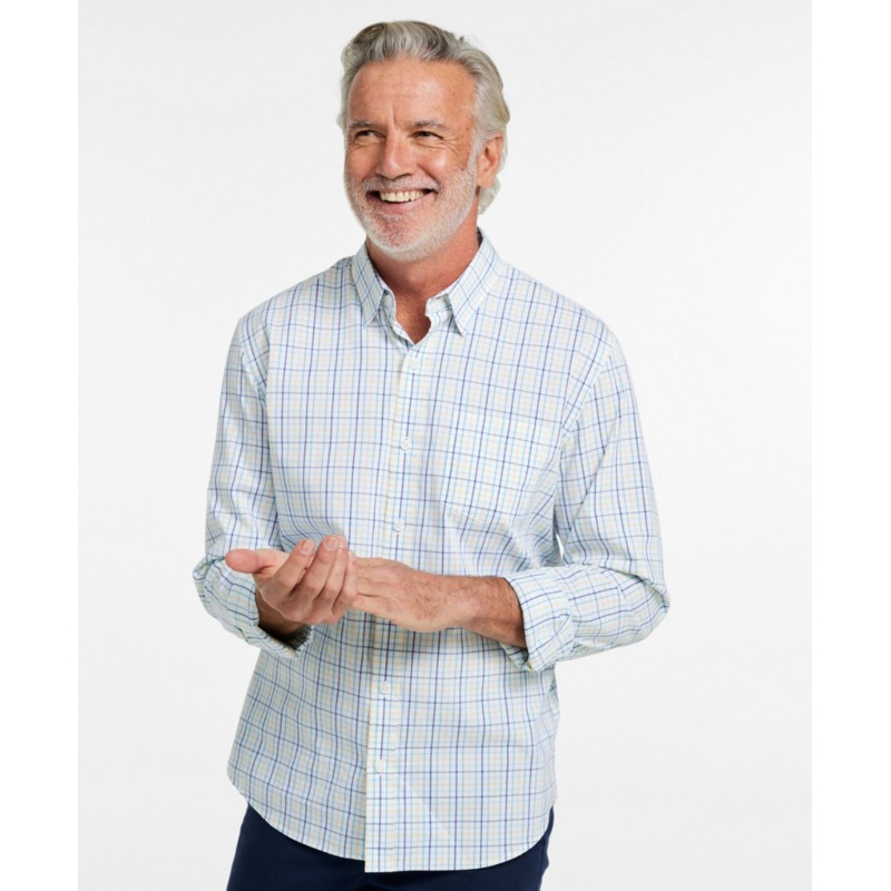 Comfort Stretch Performance Shirt Long Sleeve Slightly Fitted Plaid Men’s Regular