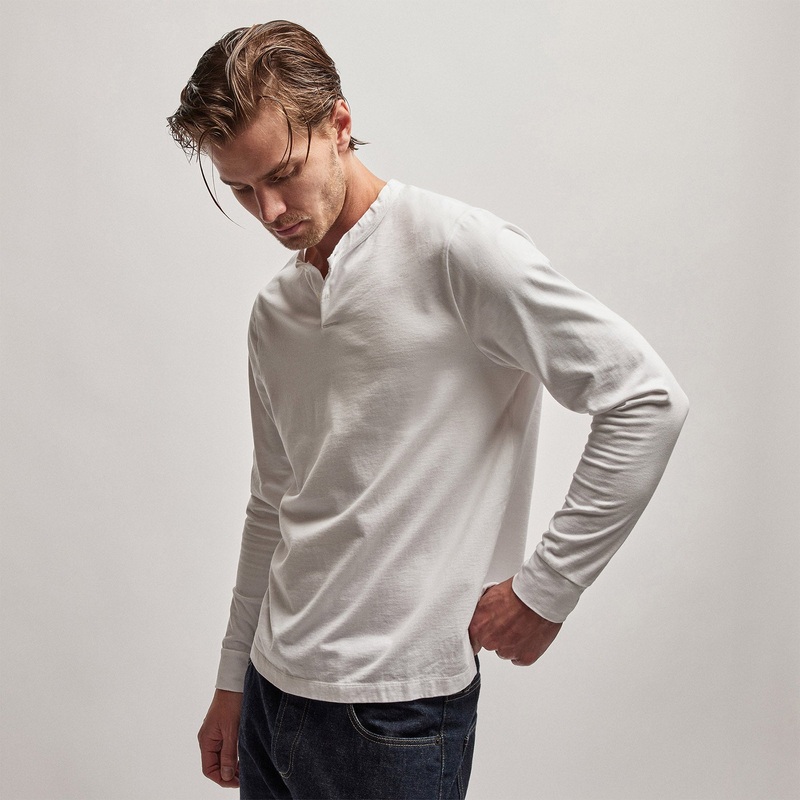 Heavy Luxe Jersey Henley – White