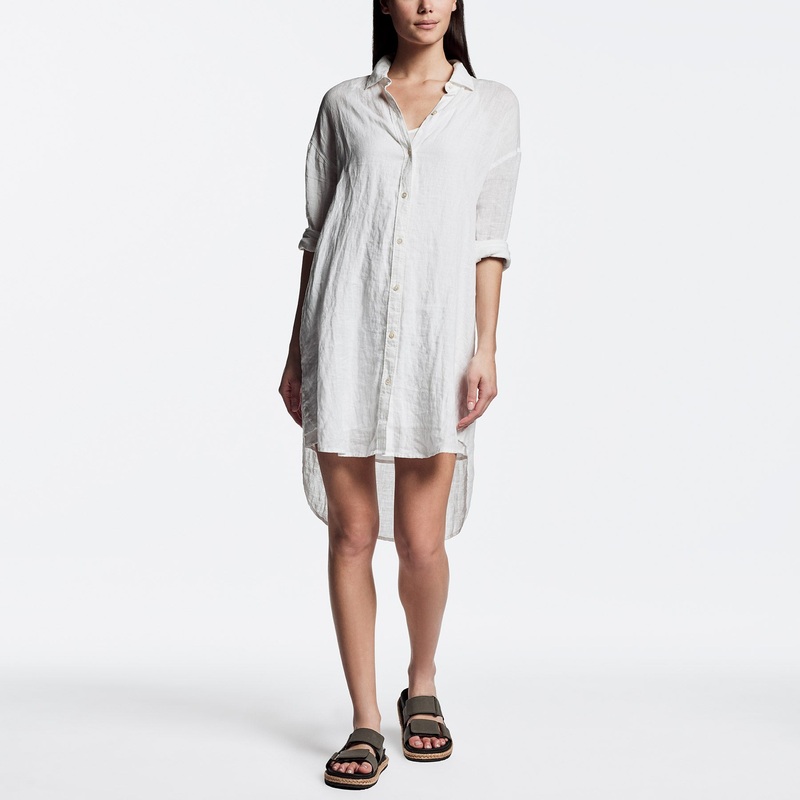 Linen Shirt Dress – White