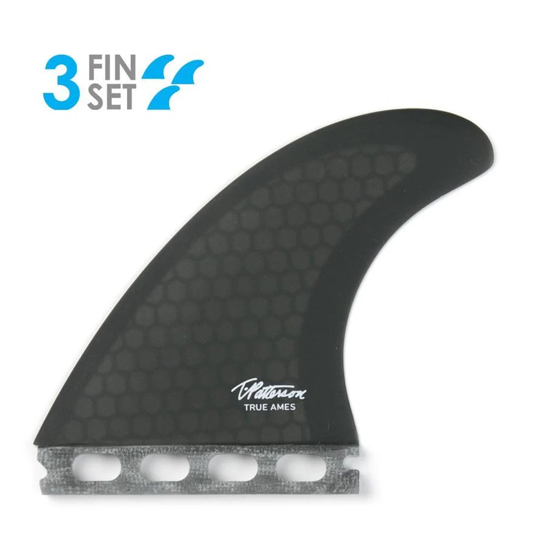 True Ames Timmy Patterson Tri Futures Surfboard Fins – Medium/Smoke Hexcore