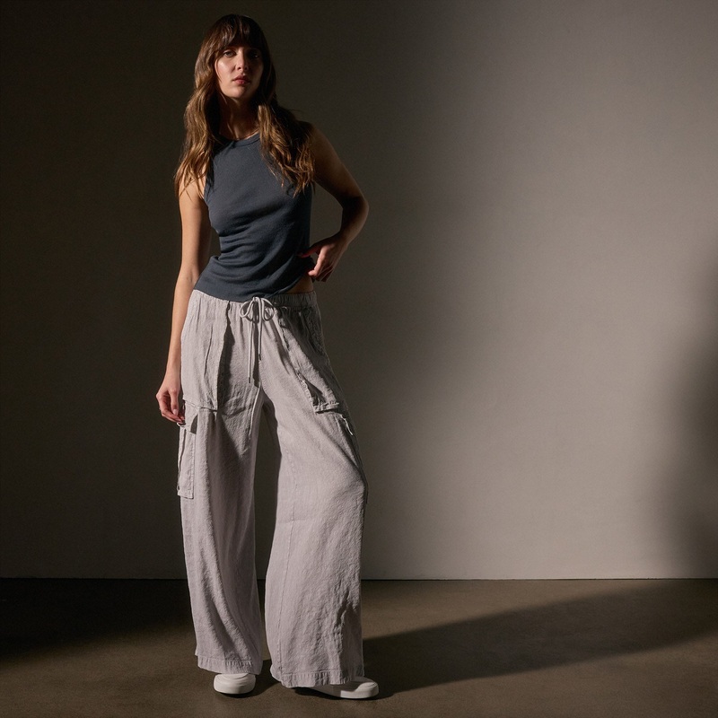 Wide Leg Linen Blend Cargo Pant – Nimbus Pigment
