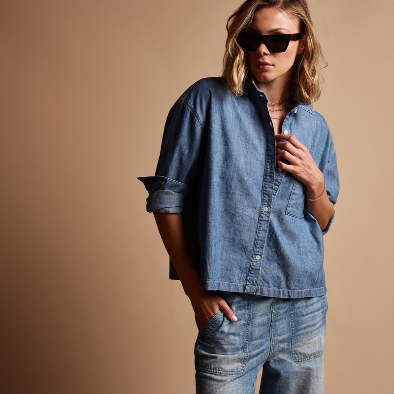 Boxy Denim Shirt – Light Wash