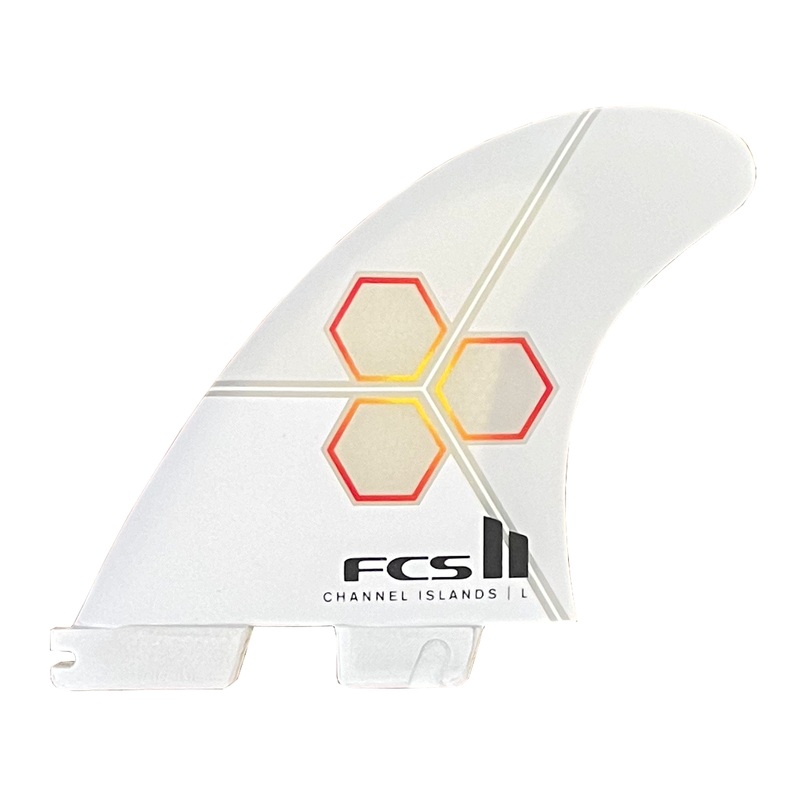 FCS II Channel Islands Performance Core 5-Fin Surfboard Fins – Large/White Flame
