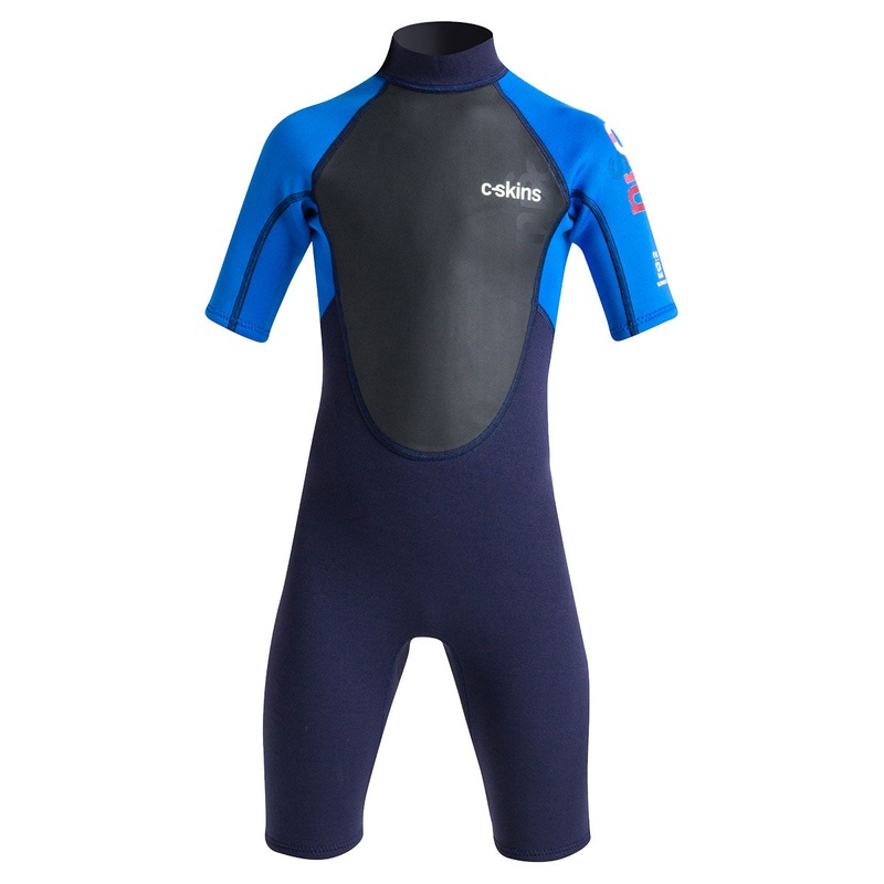 C-Skins Junior Element 3/2mm Shorty Back Zip Wetsuit – Slate/Cyan/Multi