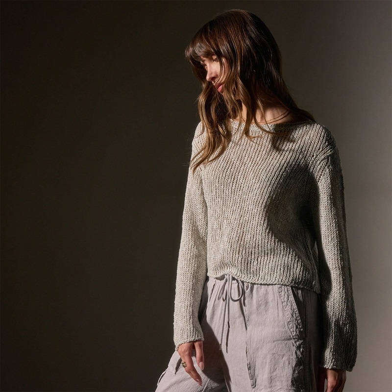 Cotton Linen Open Knit Pullover – Foam