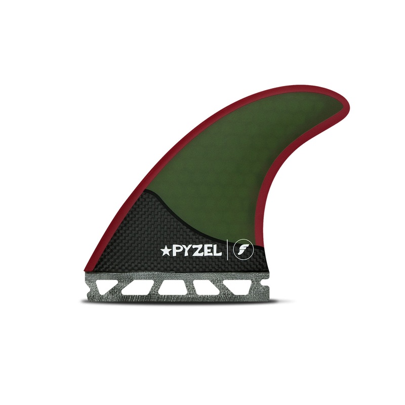 Futures Pyzel Honeycomb/Carbon Tri Fin Set-Green/Red-Medium