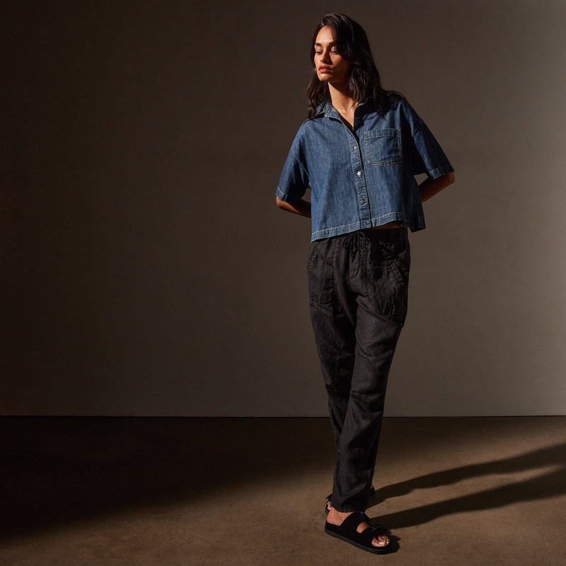 Linen Soft Drape Pant – Black