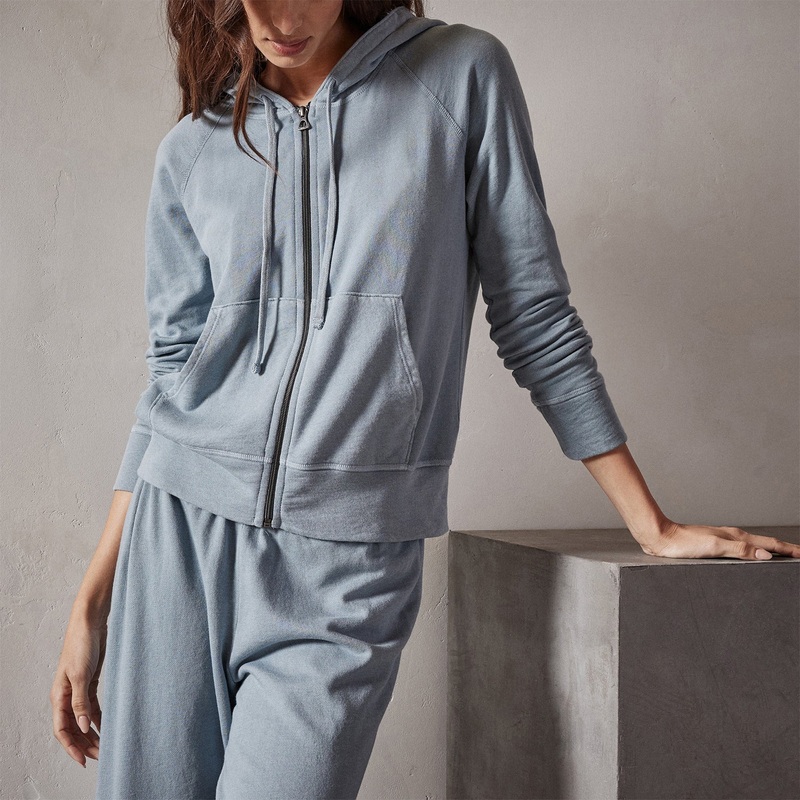 Vintage French Terry Zip Up Hoodie – Ocean Mist Pigment