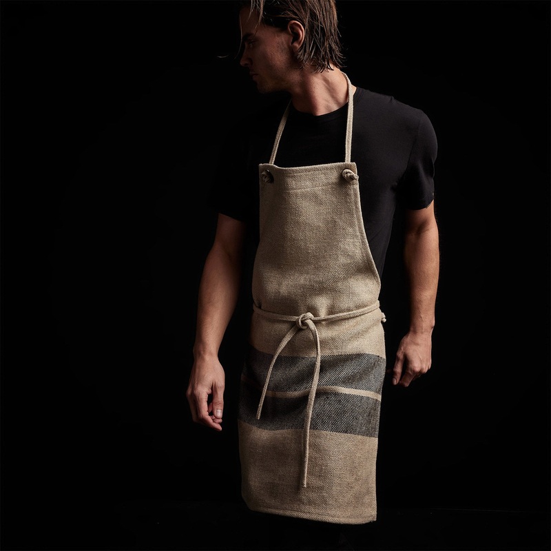 Double Stripe Chef’s Apron – Beige/Black