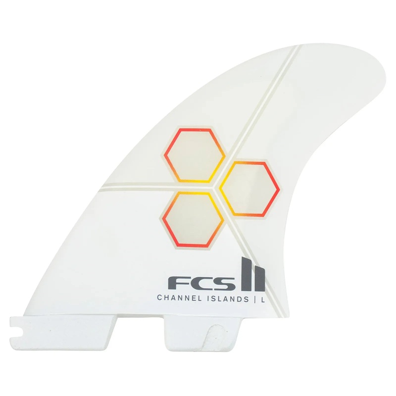 FCS II CI PC Tri Quad Fin Set – Large – White/Flame