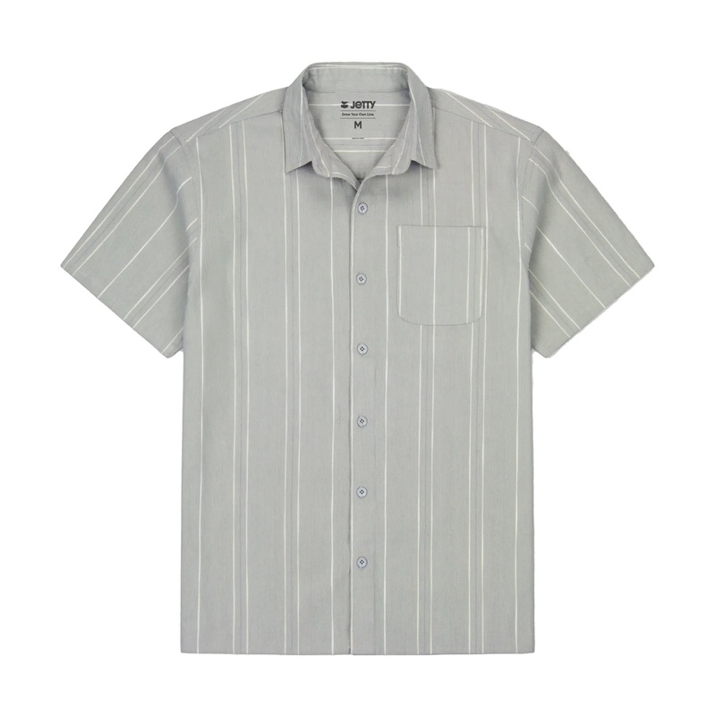 Jetty Breeze Striped Men’s S/S Dress Shirt – Grey