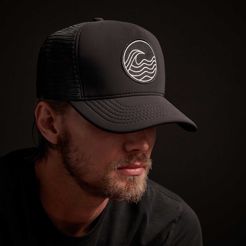 Wave Patch Scuba Trucker Hat – Black