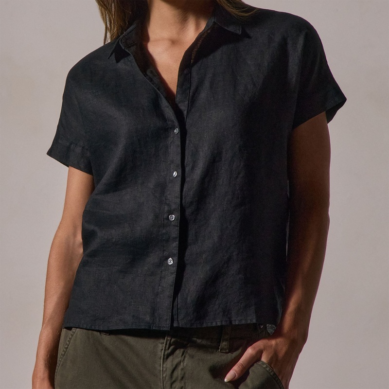 Short Sleeve Linen Shirt – Black
