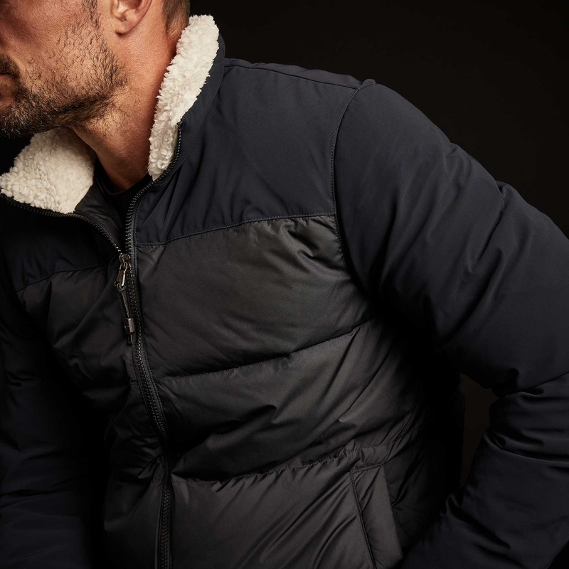 Mixed Media Down Jacket – Navy