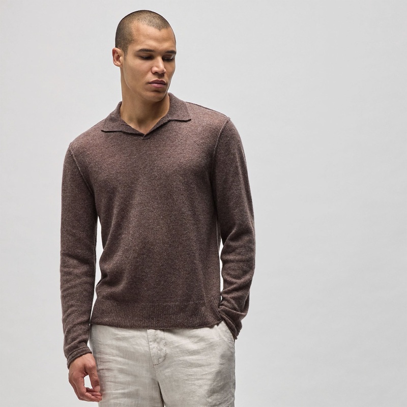 Soft Featherweight Cashmere Polo – Brownstone