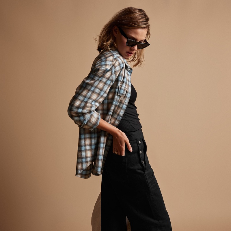 Plaid Flannel Shirt – Baby Blue