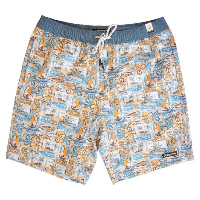 Surf Station Tropical Volley Men’s Walkshorts – White