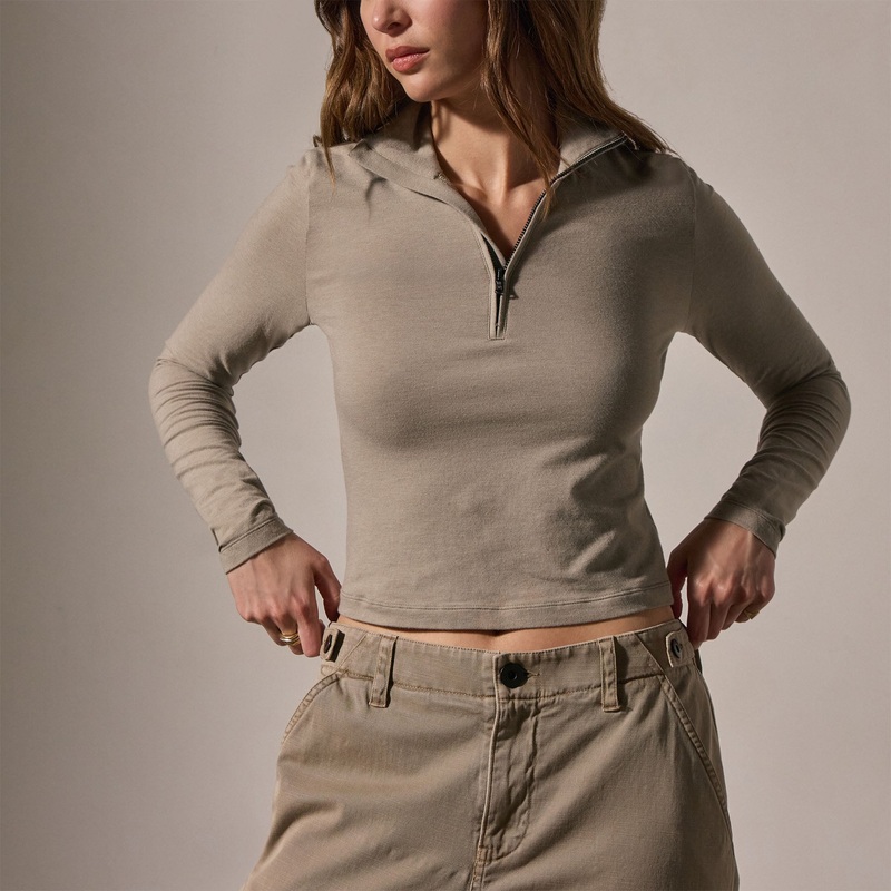 Cropped Long Sleeve Half Zip – Overcast