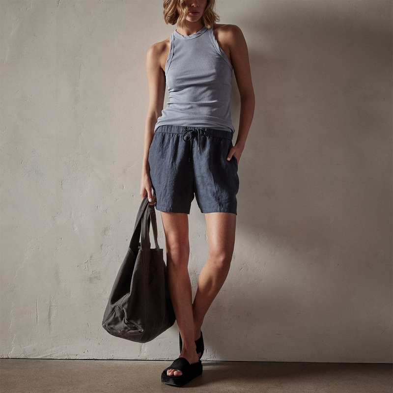 Lightweight Linen Short – Blue Oil