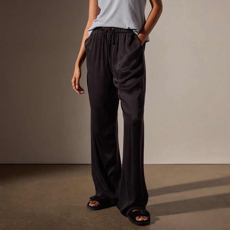 Satin Wide Leg Pant – Black
