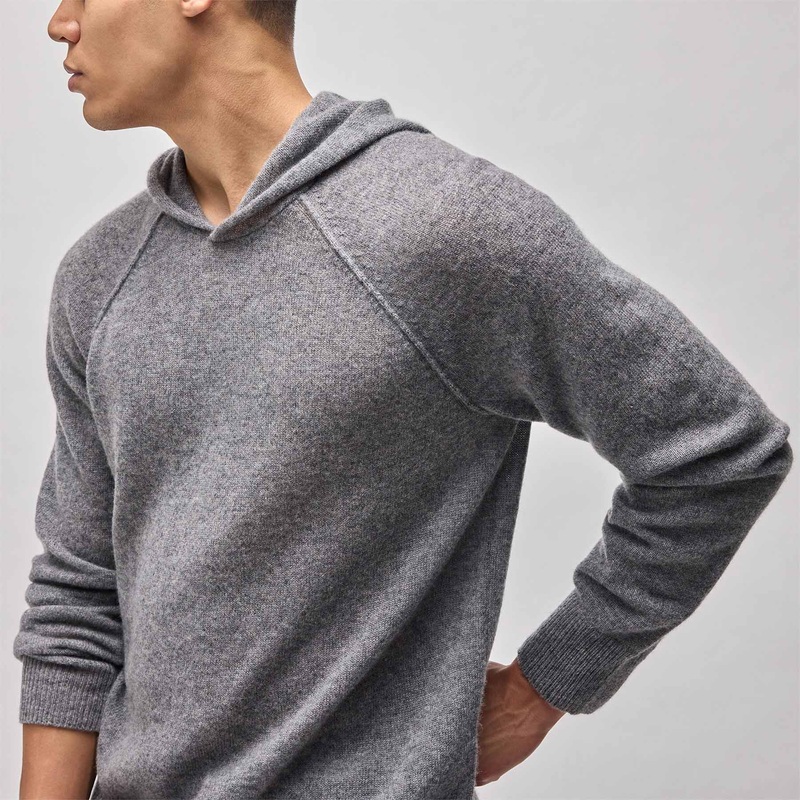 Soft Featherweight Cashmere Hoodie – Heather Grey