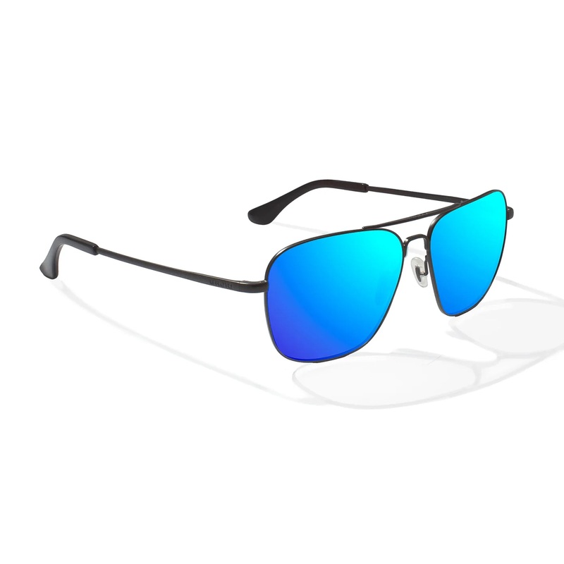 Bajio Snipes Large Women’s Sunglasses – Black Matte/Blue Mirror Polarized
