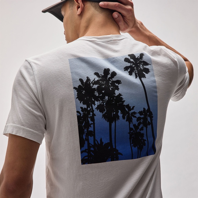 Ombr Palms Graphic Tee – White/Blue