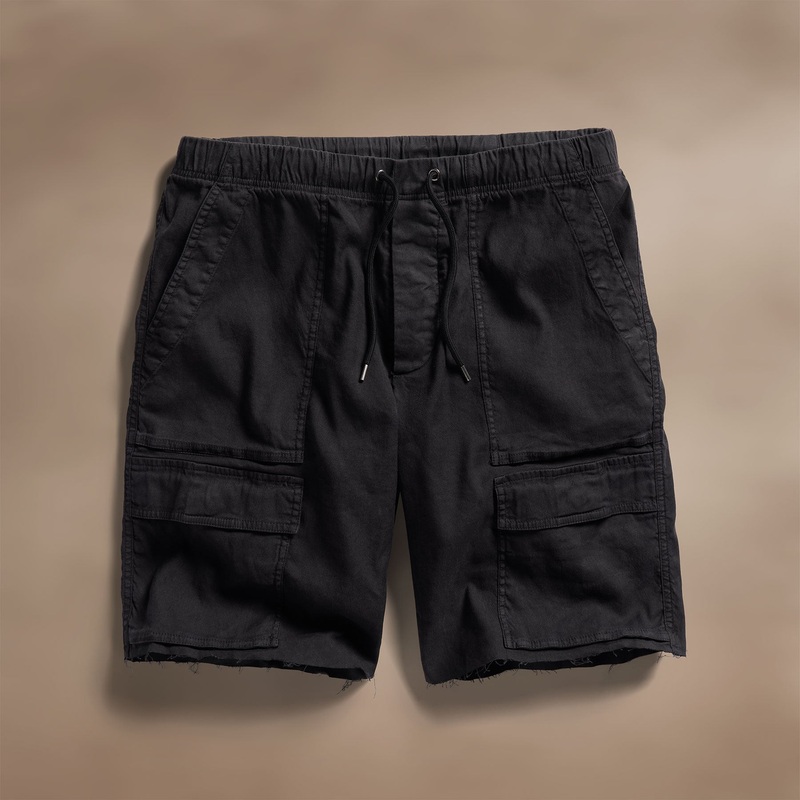 Linen Blend Utility Short – Black