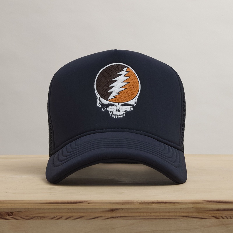 Grateful Dead Multicolor Skull Embroidery Trucker – Navy