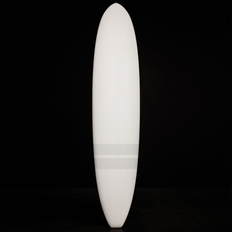 Classic Longboard  7’10” – Matte White & Grey Stripe