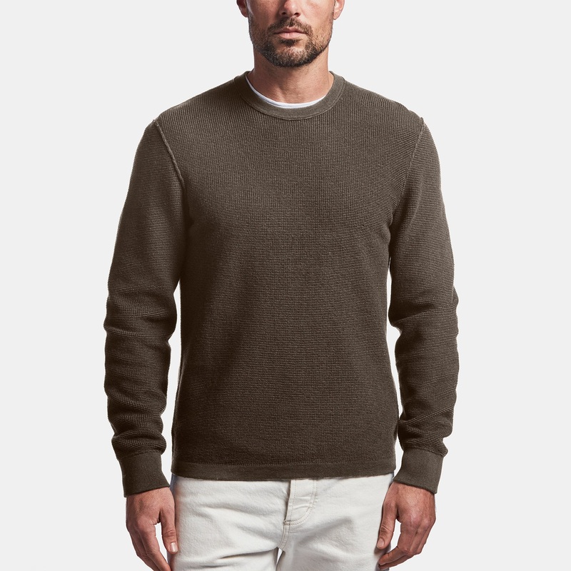 Cotton Cashmere Thermal Pullover – Drab