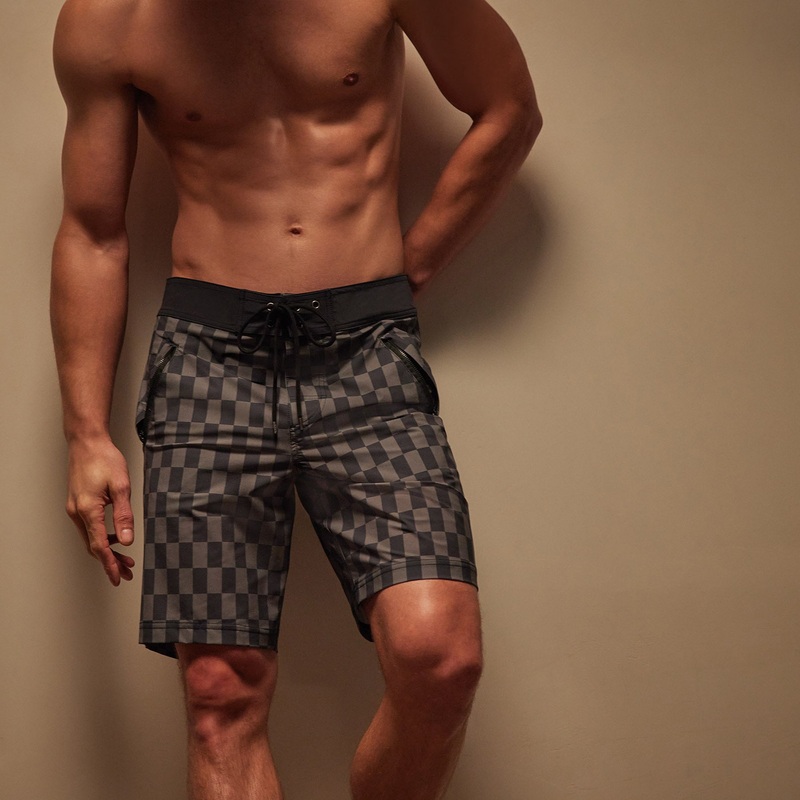 Checkered Boardshort – Slate/Raccoon Grey