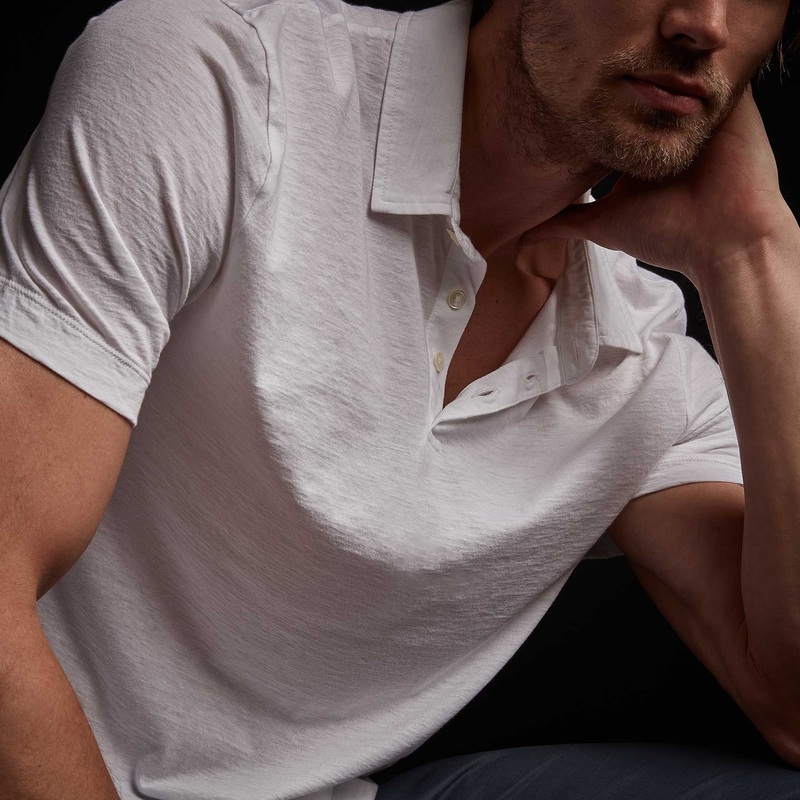 Recycled Lotus Jersey Polo – White