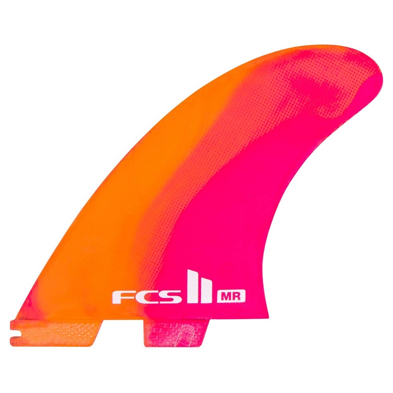 FCS II Mark Richards PC Twin + Stabiliser Fin Set – Neon Swirl