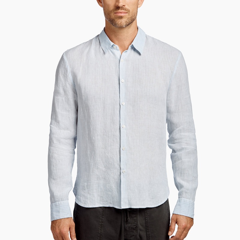 Slim Fit Broken Stripe Lin Shr – Memory Pigment